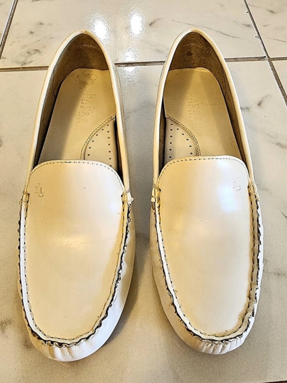 Lauren Ralph Lauren T9 White Leather Loafers US 8B